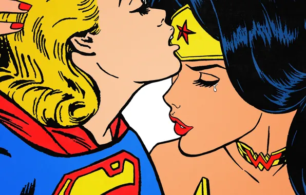 Picture art, wonder woman, DC Comics, Diana, Supergirl, Kara Zor-El