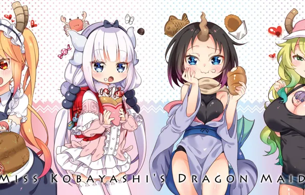 Picture kawaii, girl, anime, chibi, dragon, cute, japanese, oppai, maid, horn, tsundere, Kobayashi-san Chi no Maid …