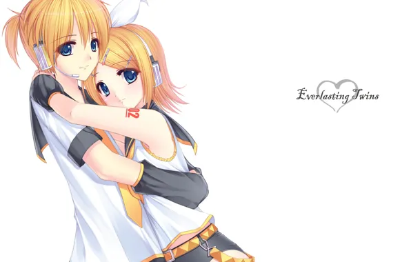 Picture anime, art, hugs, two, Vocaloid, Vocaloid, characters, hugs