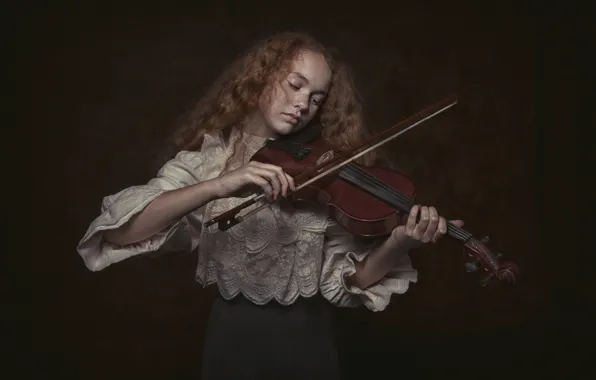 Picture violin, girl, Violin girl