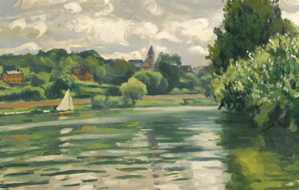 Picture landscape, boat, picture, sail, Albert Marquet, Albert Marquet, Sailing on the Seine