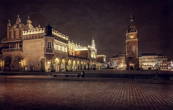 Picture night, building, tower, area, Poland, architecture, Krakow