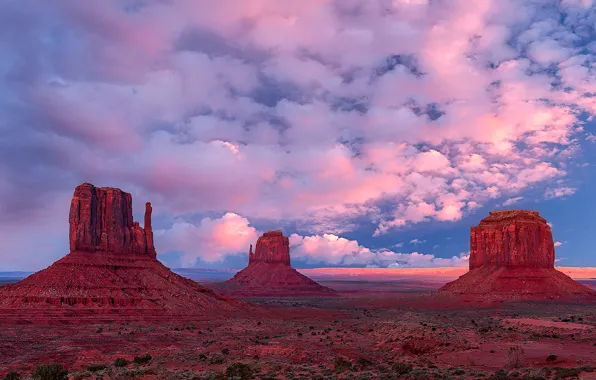 Picture the sky, clouds, mountains, nature, rocks, Utah, USA, Monument Valley