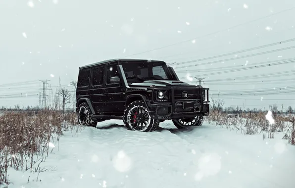 Picture Mercedes, Winter, AMG, Black, Snow, G63