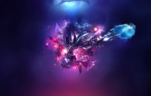 Picture purple, space, pink, the game, hero, staff, game, pink, purple, LOL, League of Angels, Azir