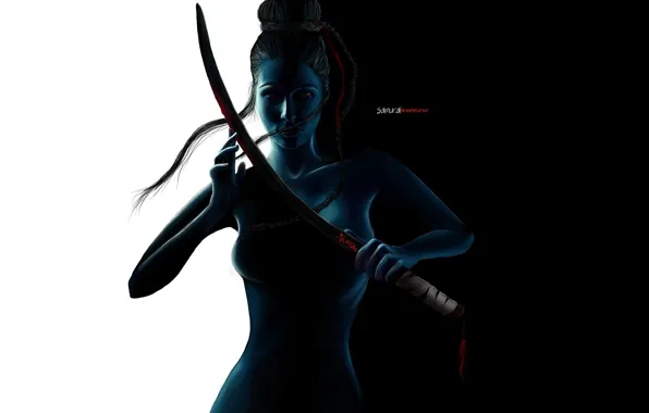 Picture look, girl, weapons, background, samurai