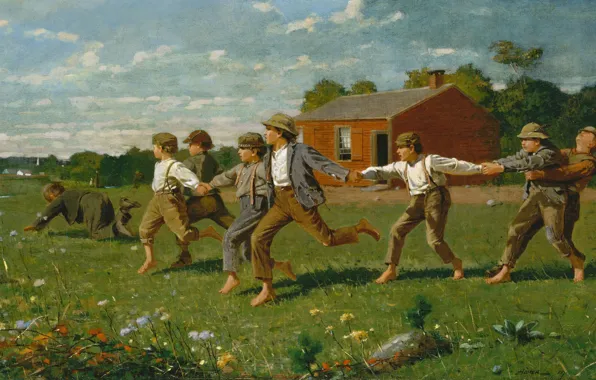 Picture children, the game, picture, Winslow Homer, Winslow Homer, Tie A Whip