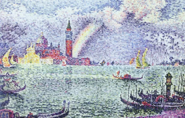 Picture landscape, picture, Paul Signac, pointillism, Venice. Rainbow