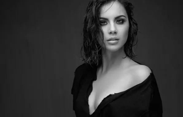 Picture photo, background, model, portrait, makeup, brunette, hairstyle, black and white, beauty, Zoe, Peter Coulson