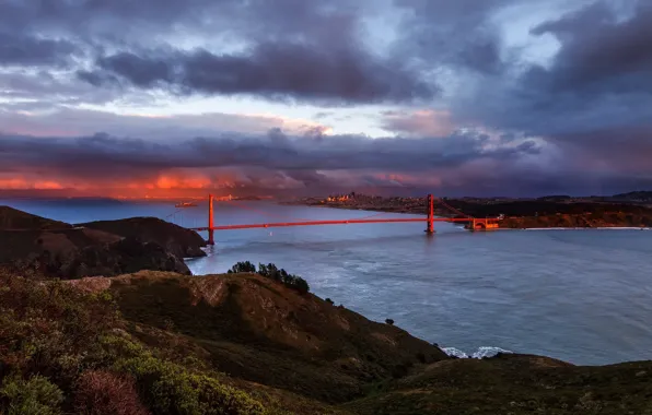Picture sunset, bridge, nature, Golden Gate