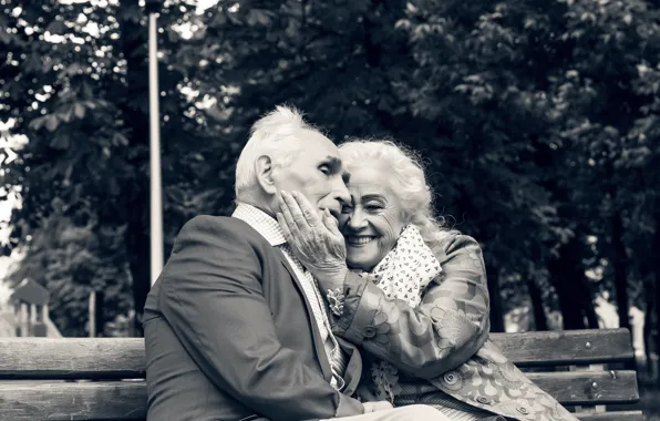 Picture love, hug, black and white, grandparents