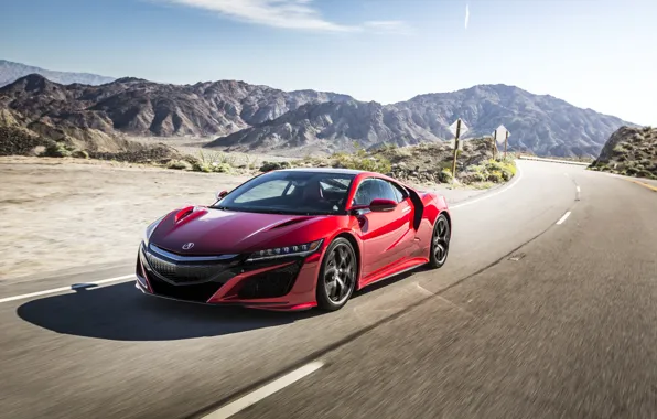 Picture Red, Movement, Car, Acura, NSX, 2017, Metallic