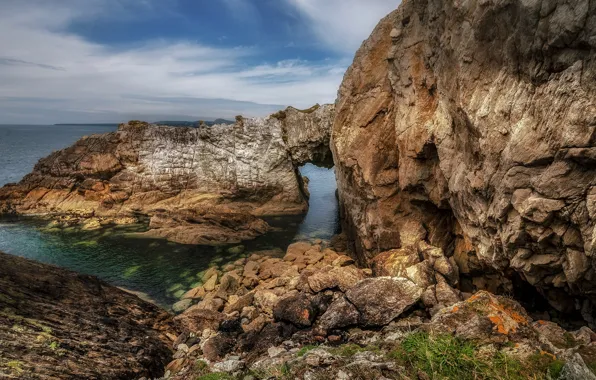 Picture sea, rocks, Wales