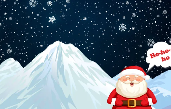 Picture Minimalism, Mountains, Snow, Christmas, Costume, Snowflakes, Background, New year, Santa, Holiday, Santa Claus, Klaus, Santa …