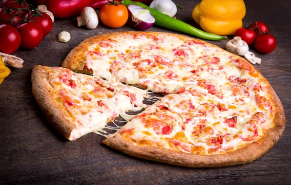 Picture cheese, pepper, vegetables, pizza, tomato, piece