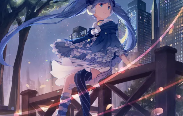 Picture the city, the evening, Vocaloid, Hatsune Miku