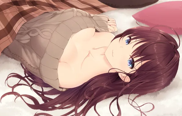 Picture girl, anime, brown hair