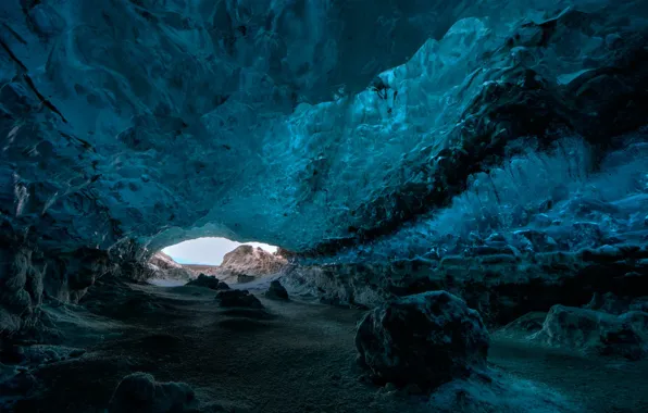 Picture ice, stone, cave, Iceland