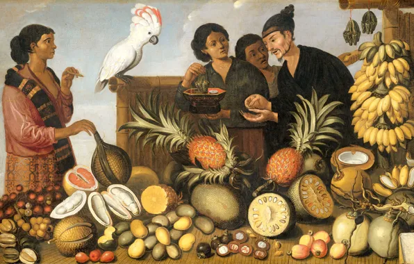 Picture bird, picture, fruit, genre, Albert Eeckhout, The East India Market