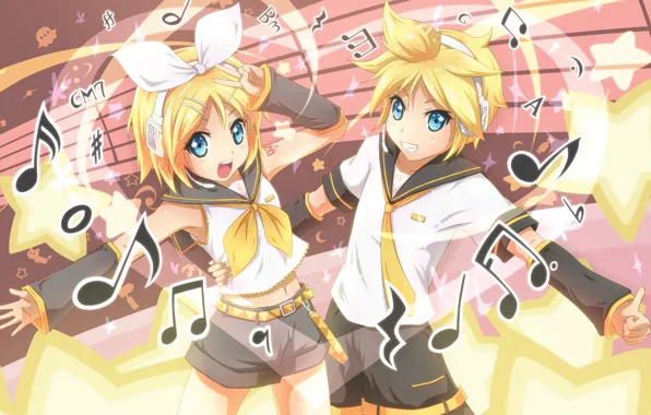 Picture music, anime, art, two, Vocaloid, Vocaloid