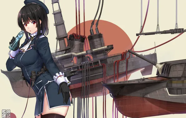 Picture look, girl, weapons, art, kantai collection, takao