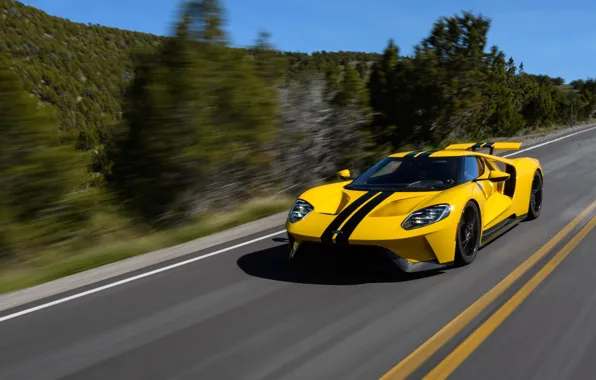 Picture car, Ford, Ford GT, yellow, race, speed, fast