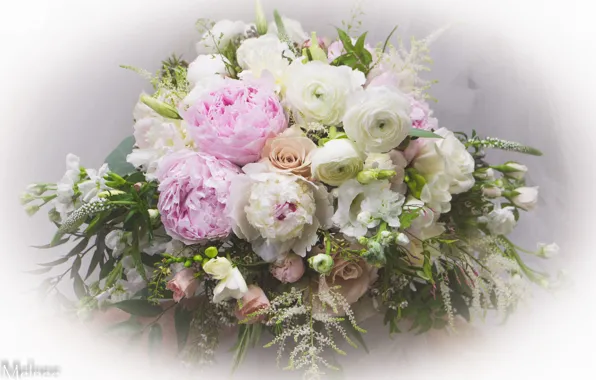 Picture flowers, Bouquet, peonies