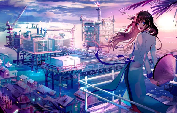 Picture girl, the city, anime, art