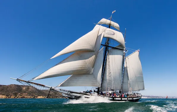 Picture sea, sailboat, CA, sails, California, schooner, San Diego Bay, Californian, Bay San Diego, Tall Ship …