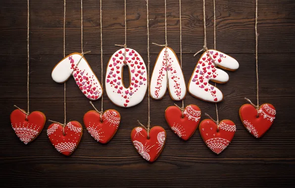 Picture love, romance, hearts, red, love, romantic, hearts, Valentine's Day, gift, cookies