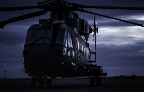 Picture aviation, night, helicopter, the airfield, With, AW101 Merlin