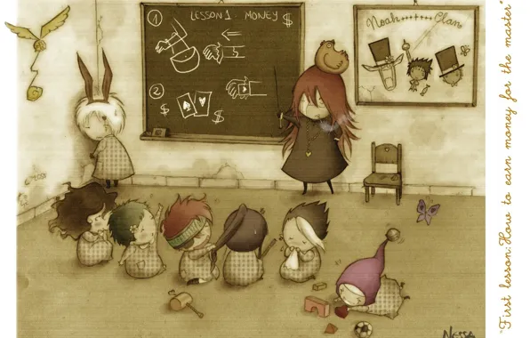 Picture toys, cigarette, class, Board, pointer, ears, lesson, kids, D.Gray-Man, Lavi, All Walker, Yu In The …