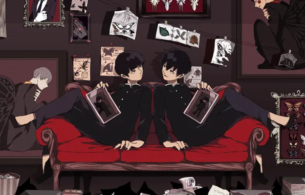 Picture room, anime, art, guys, brothers, Mob Psycho 100