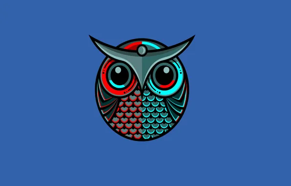 Picture blue, owl, bird, minimalism, owl