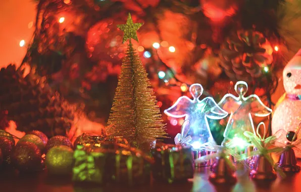 Picture holiday, tree, new year, angels, decoration, decor