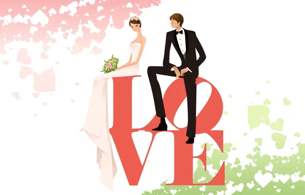 Picture love, vector, spring, art, pair, two, wedding, the word