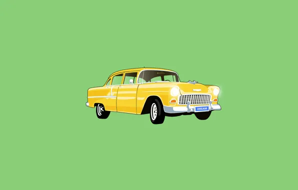 Picture car, dream, yellow, old car