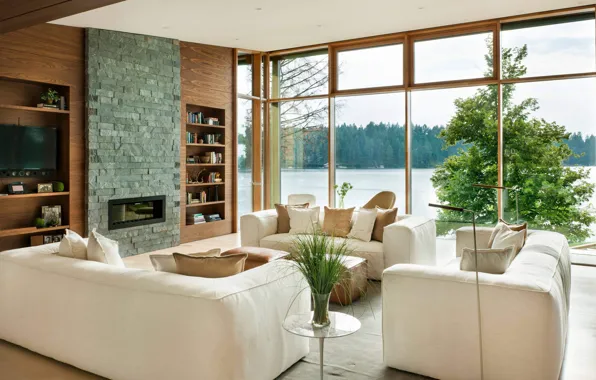 Picture room, interior, fireplace, living room, Summer Retreat