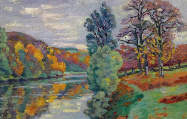 Picture autumn, landscape, river, picture, Arman Hyomin, Armand Guillaumin, The Echo Rock. Crozant