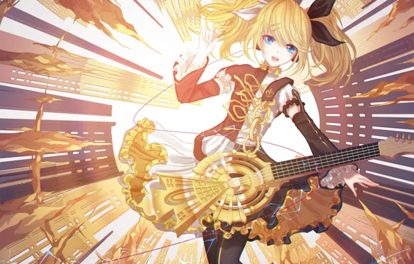 Picture girl, music, tenderness, Vocaloid, Vocaloid, Kagamine Rin
