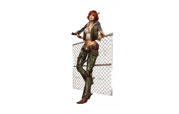 Picture face, style, weapons, hair, the fence, figure, cutie