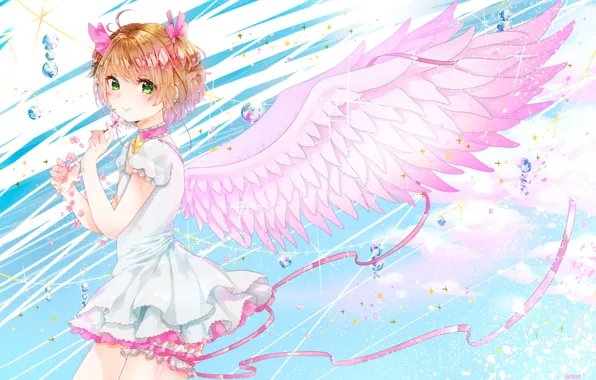 Picture wings, angel, girl, Card Captor Sakura, Sakura - collector cards