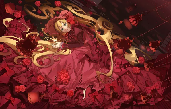 Picture girl, anime, red dress, Gosick