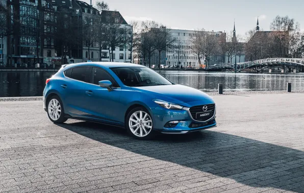 Picture Blue, Mazda, Hatchback, 3, Worldwide, 2016-17, Accessorized