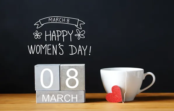 Picture hearts, March 8, heart, cup, romantic, Women's Day
