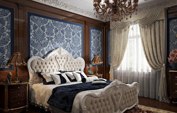 Picture interior, figurine, bedroom, the room, Blue bedroom