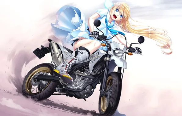 Picture girl, motorcycle, anime, art