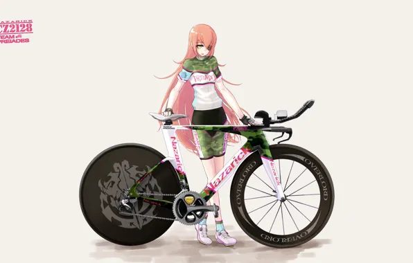 Picture girl, Overlord, bicycle, bike, anime, pretty, predator, blonde, sports, eyepatch, japonese, bishoko
