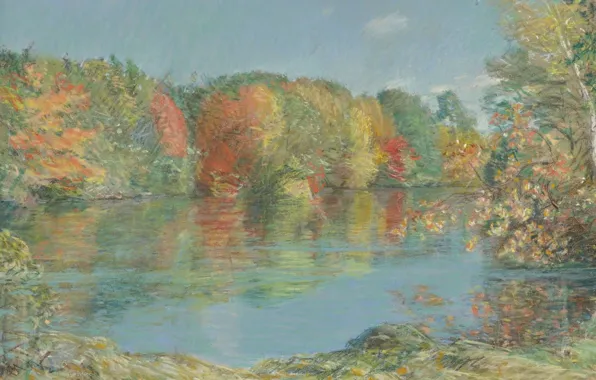 Picture autumn, landscape, picture, Frederick Childe Hassam, Childe Hassam, Walden Pond