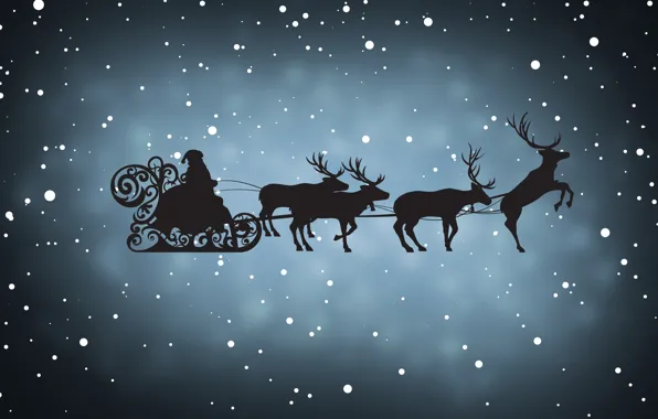 Picture Winter, Minimalism, Snow, New Year, Christmas, Shadow, Snowflakes, Background, Santa, Holiday, Santa Claus, Deer, Santa …